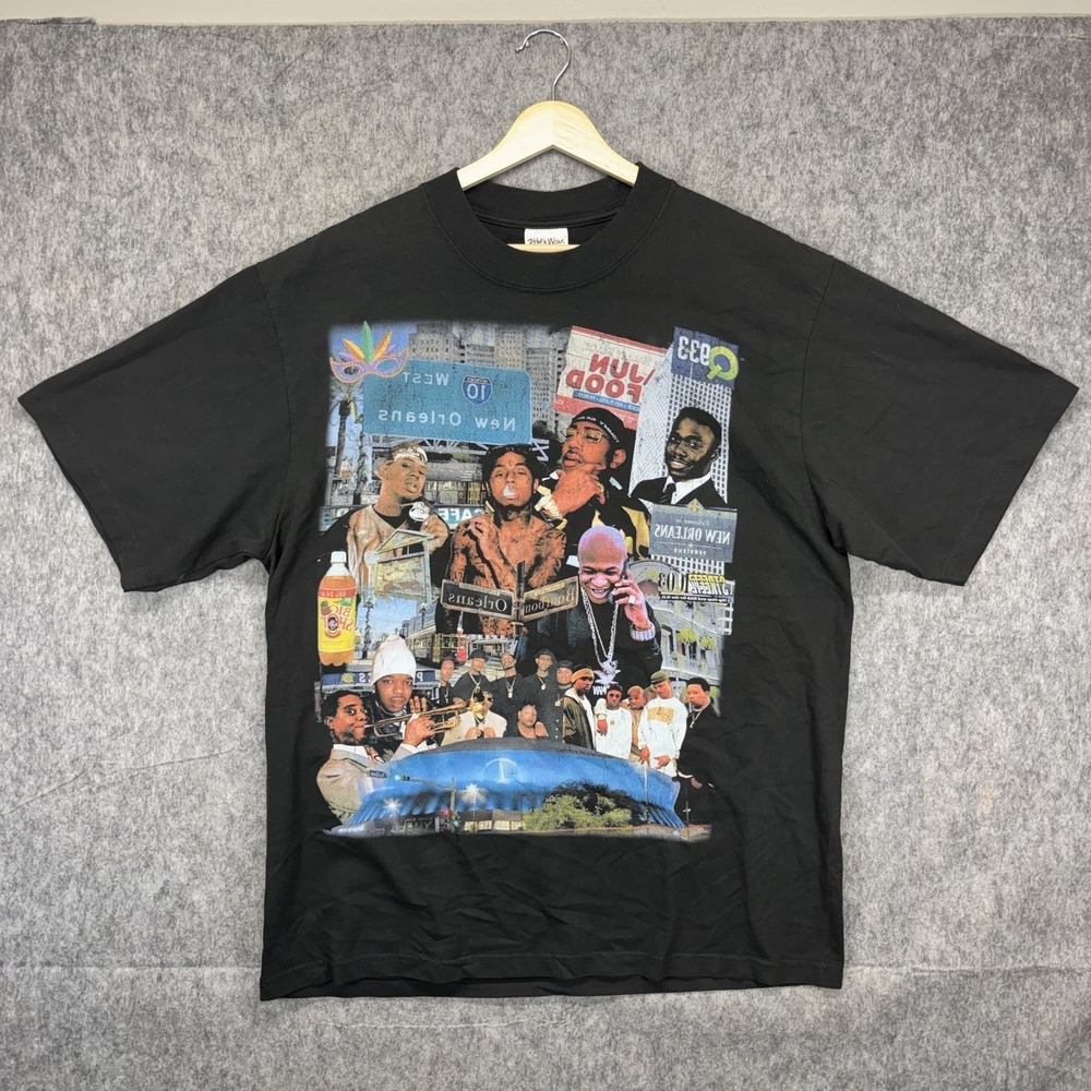 New Orleans Rap T-Shirt Men's Large Shaka Wear Lil Wayne Jazz Nola Cash Money - Picture 2 of 10